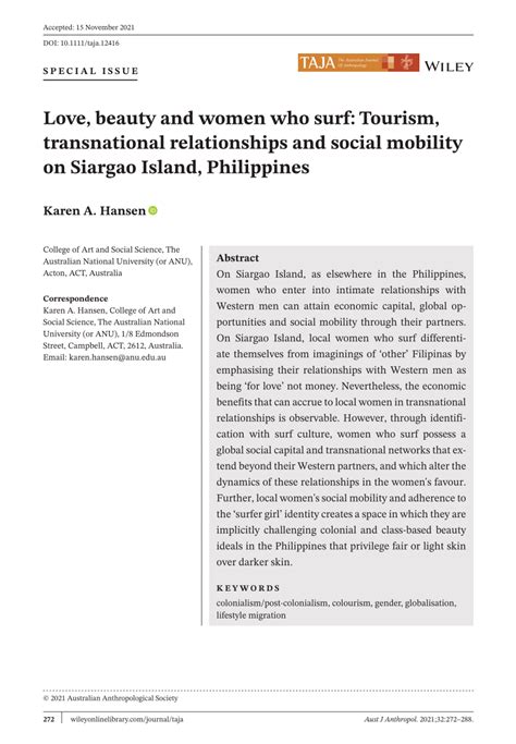 (PDF) Love, beauty and women who surf: Tourism, transnational .